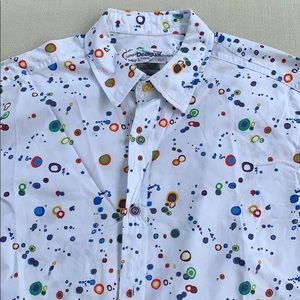 DESIGUAL Designer White/Multi Button Down Shirt